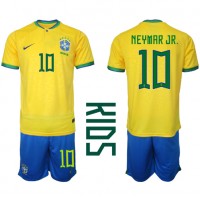 Brasilien Neymar Jr #10 Heimtrikotsatz Kinder WM 2022 Kurzarm (+ Kurze Hosen)